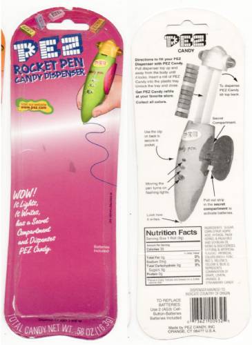 PEZ - Card MOC -Pen - Rocket Pen - Rocket Pen / Candy Pen - Yellow and Green