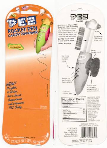 PEZ - Card MOC -Pen - Rocket Pen - Rocket Pen / Candy Pen - Blue and Orange