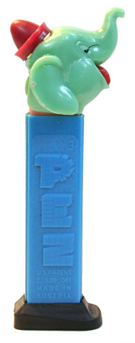 PEZ - Circus - Big Top Elephant (Pointed Hat) - Aqua/Red/Red
