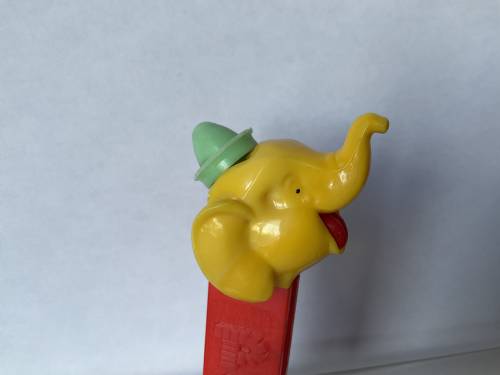 PEZ - Circus - Big Top Elephant (Pointed Hat) - Yellow/Aqua/Red