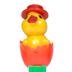 PEZ - Easter - Chick with Hat - Orange Eggshell - A