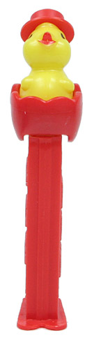 PEZ - Easter - Chick with Hat - Red Eggshell - E