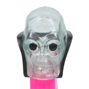 PEZ - Crystal Collection - Skull - Clear Crystal Head, Black Collar - B