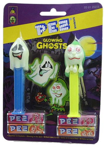 PEZ - Glow-in-the-Dark - Glowing Ghosts - Naughty Neil - Glowing