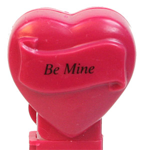 PEZ - Hearts - Valentine - Be Mine - Italic Black on Maroon