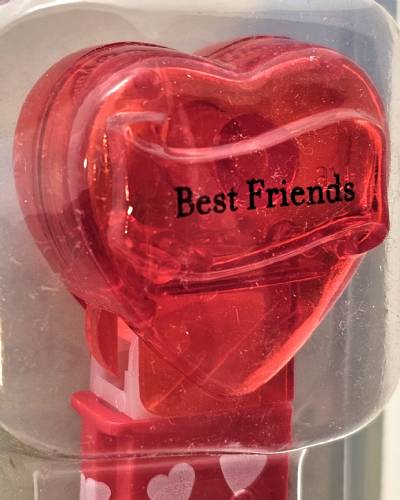 PEZ - Valentine - Best Friends - Nonitalic Black on Crystal Red