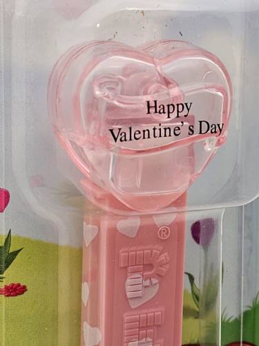 PEZ - Valentine - Happy Valentine's Day - Nonitalic Black on Crystal Pink