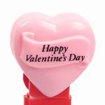 PEZ - Happy Valentine's Day  Italic Black on Pink on plain red