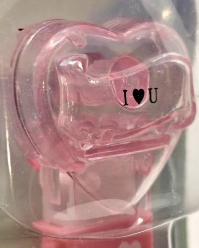 PEZ - Valentine - I ♥ U - Nonitalic Black on Crystal Pink