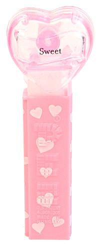 PEZ - Hearts - Valentine - Sweet - Nonitalic Black on Crystal Pink