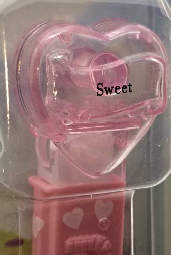 PEZ - Hearts - Valentine - Sweet - Nonitalic Black on Crystal Pink