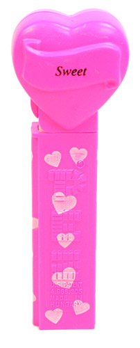 PEZ - Hearts - Valentine - Sweet - Italic Black on Hot Pink