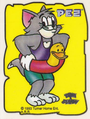 PEZ - Stickers - Tom & Jerry - White Border - Tom going Swimming
