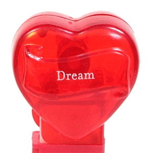 PEZ - Hearts - Valentine - Dream - Nonitalic White on Crystal Red