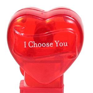 PEZ - Valentine - I Choose You - Nonitalic White on Crystal Red