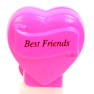 PEZ - Hearts - Valentine - Best Friends - Italic Black on Hot Pink