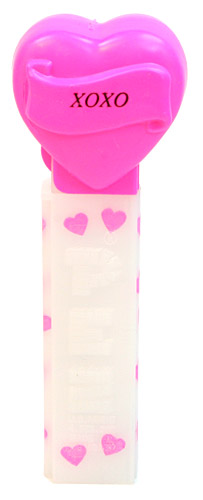PEZ - Hearts - Valentine - XOXO - Italic Black on Hot Pink
