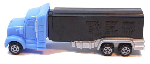 PEZ - Trucks - Series E - Truck - Light Blue cab, black trailer