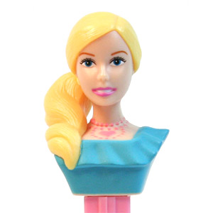 PEZ - Barbie - Serie 1 - Barbie with braid - light blue dress - A