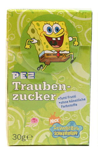 PEZ - Dextrose Packs - Spongebob - whole Spongebob, small PEZ logo