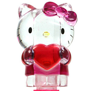 PEZ - Fullbody - Hello Kitty with Heart - Crystal Kitty with crystal red bow and heart
