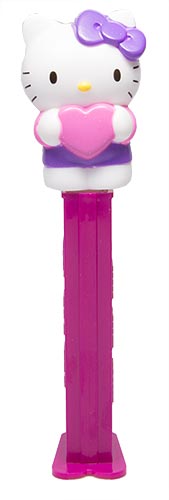 PEZ - Fullbody - Hello Kitty with Heart - White Kitty with purple bow and heart