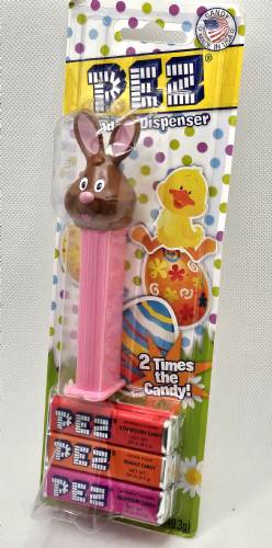 PEZ - Easter - Bunny - Brown Head, black whiskers, black eyebrows - E