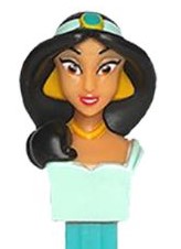 PEZ - Princess - Aladdin - Jasmine - Black Curl, Yellow Necklace