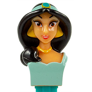 PEZ - Princess - Aladdin - Jasmine - Black Curl, Yellow Necklace