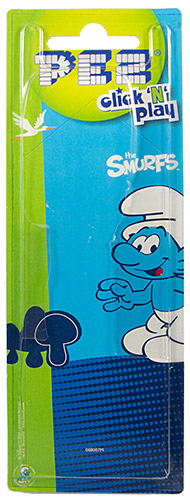 PEZ - Card MOC -Smurfs - Click - Brainy Smurf - Sitting - B
