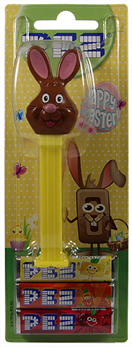 PEZ - Card MOC -Easter - Bunny - Brown Head, black whiskers, black eyebrows - E