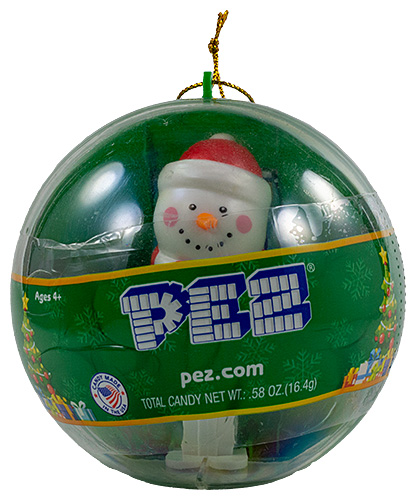 PEZ - Card MOC -Mini PEZ - Snowman - Ornaments ball / beenie and scarf - F