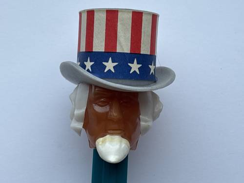 PEZ - Bi-Centennial - Uncle Sam - Dark Tan Face, White Hair