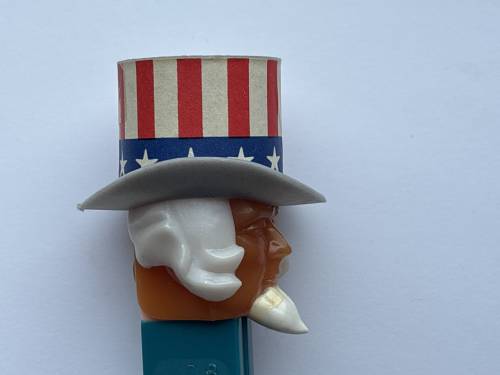 PEZ - Bi-Centennial - Uncle Sam - Dark Tan Face, White Hair
