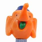 PEZ - Big Top Elephant (Flat Hat)  Light Orange/Blue/Green