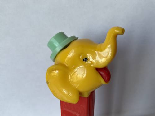 PEZ - Circus - Big Top Elephant (Flat Hat) - Yellow/Aqua/Red
