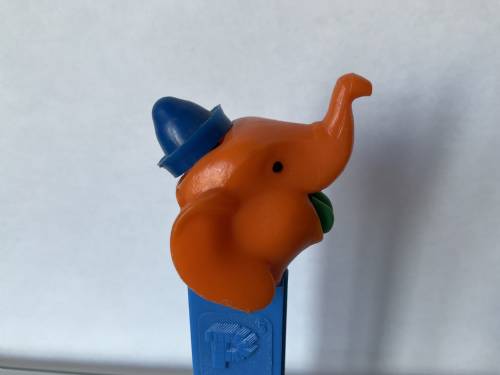 PEZ - Circus - Big Top Elephant (Pointed Hat) - Orange/Blue/Green