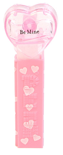 PEZ - Valentine - Be Mine - Nonitalic Black on Crystal Pink