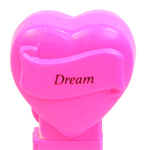 PEZ - Hearts - Valentine - Dream - Italic Black on Hot Pink