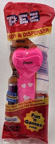 PEZ - Hearts - Valentine - Dream - Italic Black on Hot Pink