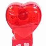 PEZ - Happy Valentine's Day  Nonitalic Black on Crystal Red on White hearts on red