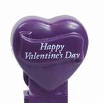 PEZ - Happy Valentine's Day  Italic White on Dark Purple on White hearts on dark purple