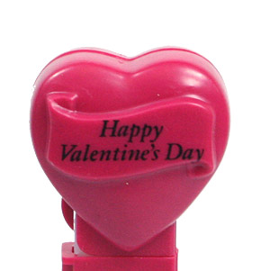 PEZ - Valentine - Happy Valentine's Day - Italic Black on Maroon