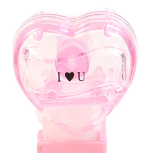 PEZ - Valentine - I ♥ U - Nonitalic Black on Crystal Pink