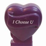 PEZ - I Choose U  Italic White on Dark Purple on White hearts on dark purple