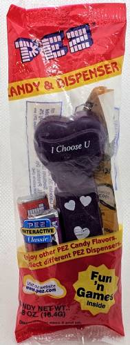 PEZ - Valentine - I Choose U - Italic White on Dark Purple