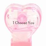 PEZ - I Choose You  Nonitalic Black on Crystal Pink on White hearts on pink