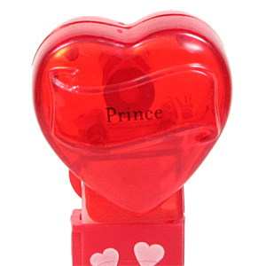 PEZ - Hearts - Valentine - Prince - Nonitalic Black on Crystal Red