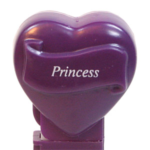 PEZ - Hearts - Valentine - Princess - Italic White on Dark Purple