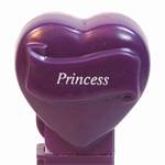 PEZ - Princess  Italic White on Dark Purple on White hearts on dark purple